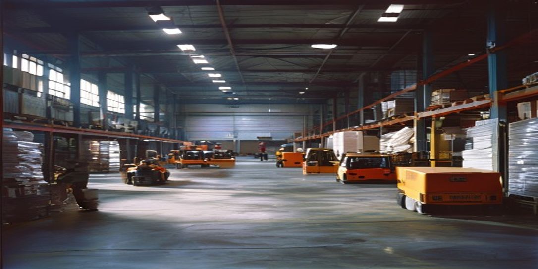 A raw documentary 35mm photo of a real warehouse with authentic lighting and real workers and forklifts and inventory management systems in the background